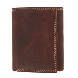 CTM Men's Leather Contrast Stitch Trifold Wallet